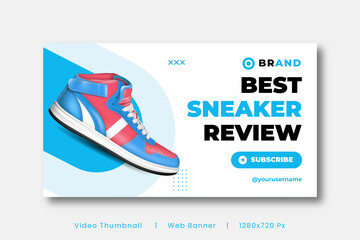 Sport fashion shoes brand product web banner template and video thumbnail. Editable promotion banner design.