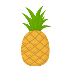 Pineapple, tropical fruit. Flat vector illustration in cartoon style