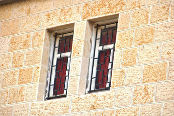 Fototapeta na wymiar Windows of Latrun Trappist Monastery in Israel