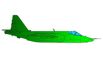 Avión de ataque en tonos verdes
