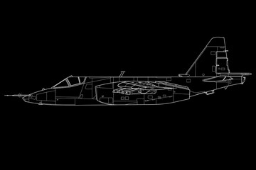 Vista lateral de avión de ataque