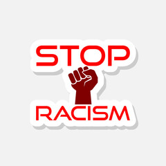 Stop racism sticker icon isolated on white background