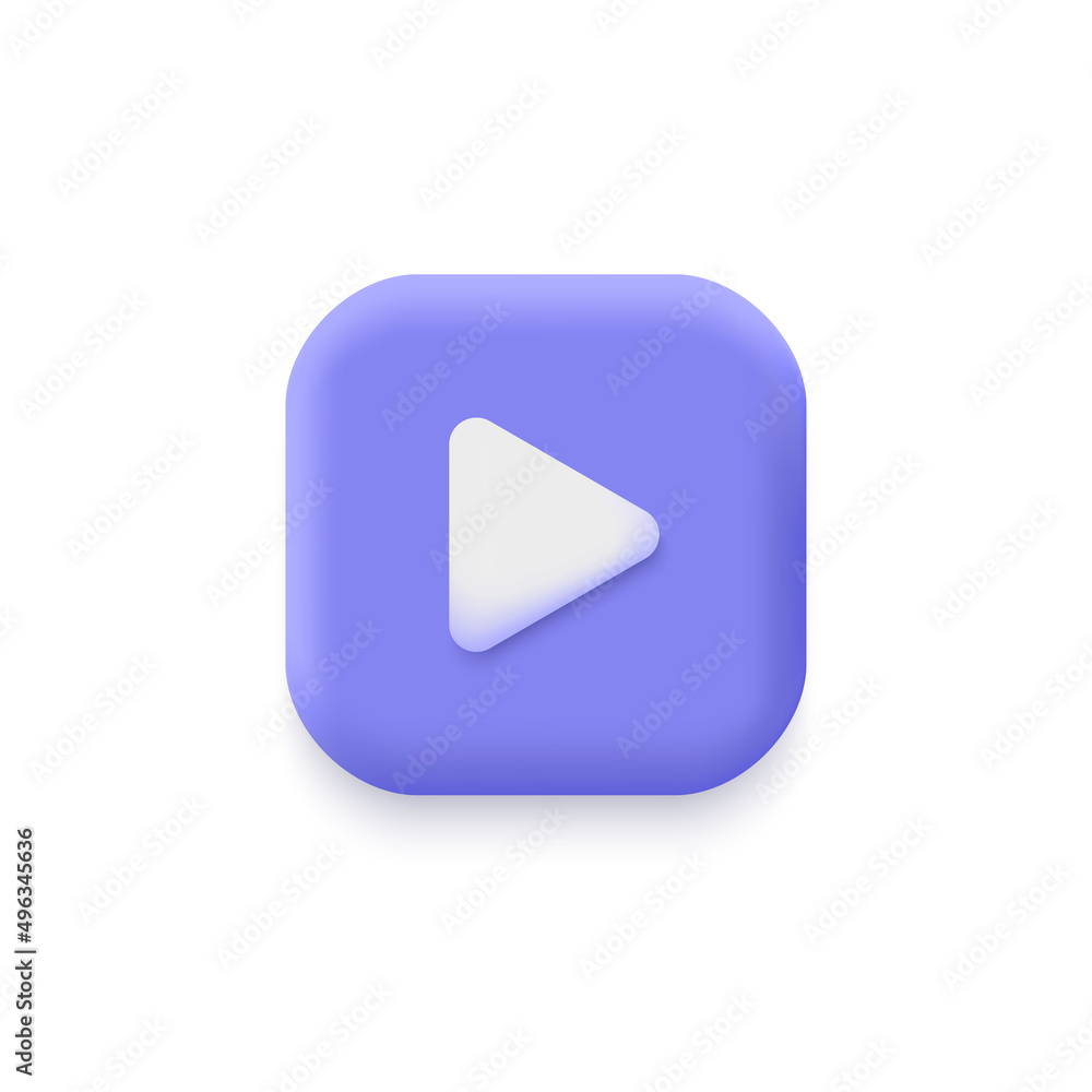 Poster 3d play button in minimalistic style.vector illustration for the interface of applications and web p