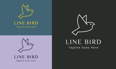 Bird logo icon linear style. Vector logo design templates