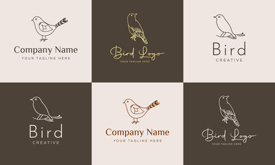 Bird logo icon linear style. Vector logo design templates