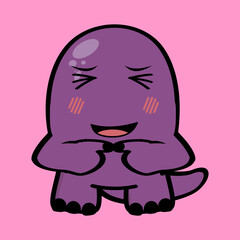 ashamed chibi dinosaur character cartoon kawaii expression illustration in vector format