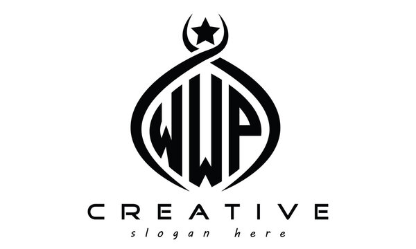 WWP three letters monogram curved oval initial logo design, geometric minimalist modern business shape creative logo design