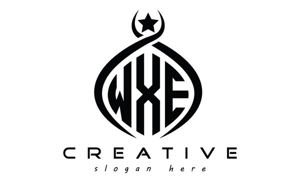WXE three letters monogram curved oval initial logo design, geometric minimalist modern business shape creative logo design