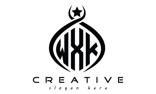 WXK three letters monogram curved oval initial logo design, geometric minimalist modern business shape creative logo design
