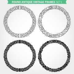 Decorative frames and borders round set vector 1