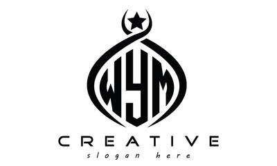 WYM three letters monogram curved oval initial logo design, geometric minimalist modern business shape creative logo design