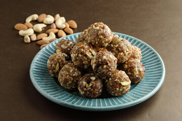 Indian sweet dry fruits and nuts energy laddu 
