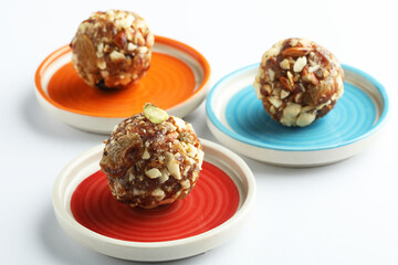 Indian sweet dry fruits and nuts energy laddu 