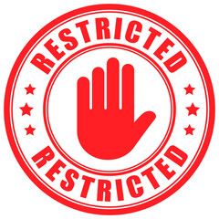 Stop restricted sign with hand