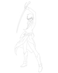 Anime boy samurai with a white hair