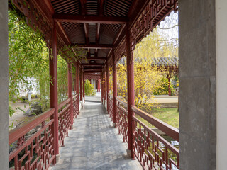Bridge over the pond in Chinese style.