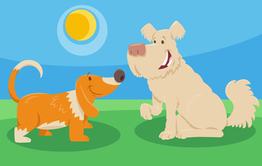 Obraz na płótnie Canvas two happy cartoon dogs animal characters