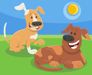 two funny cartoon dogs animal characters