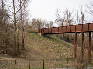 Fototapeta premium Iron bridge in the park. Close up.