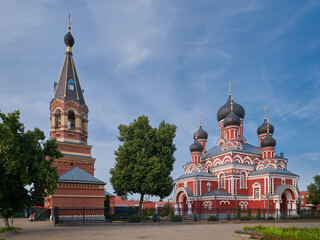 Old ancient orthodox Cathedral of the Resurrection of Christ and bell tower in Borisov, Minsk region, Belarus.