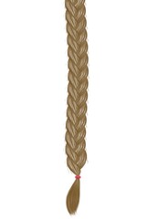 Fashion braid with pink elastic band - flat raster isolated illustration.