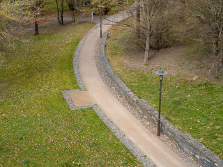 Walkway in the park. Alley in the park.