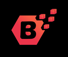 Letter B logo vector design with 3d cubes, colorful emblem, icon for business, company