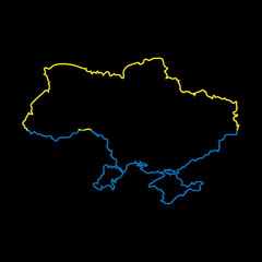 Flag of Ukraine in the form of a map . The concept of peace in Ukraine. Vector illustration isolated on background for design and web.