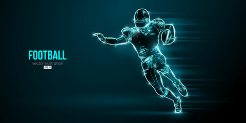 Abstract silhouette of a NFL american football player man in action isolated blue background. Vector illustration © Yevheniia