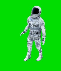 Astronaut isolated on green background