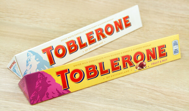 Two Toblerone Chocolates Swiss white and milk chocolate