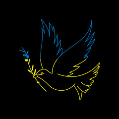 Flag of Ukraine in the form of a dove of peace. The concept of peace in Ukraine. Vector illustration isolated on background for design and web.