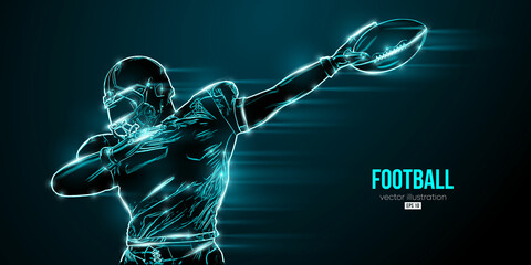 Abstract silhouette of a NFL american football player man in action isolated blue background. Vector illustration © Yevheniia