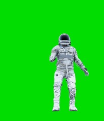 Astronaut isolated on green background