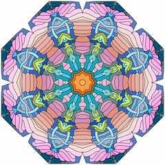 Colorful cute Mandala. Decorative unusual round ornaments.