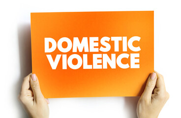 Domestic violence text quote on card, social concept background