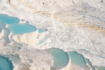 Fototapeta premium Pamukkale, natural pool with blue water, Turkey