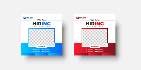 We are hiring job vacancy social media post or square web banner template design