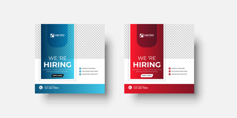 We are hiring job vacancy social media post or square web banner template design