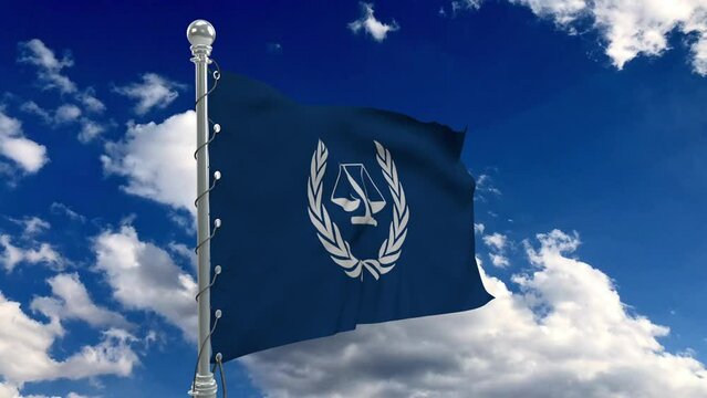 International Criminal Court flag, flag fluttering like in the wind