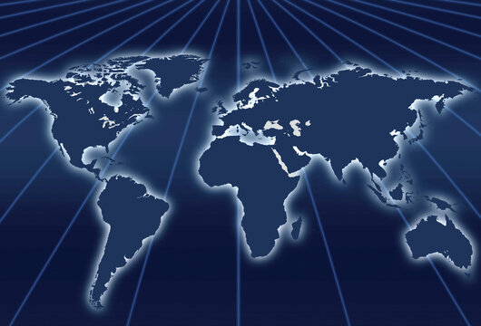 World map on a grid