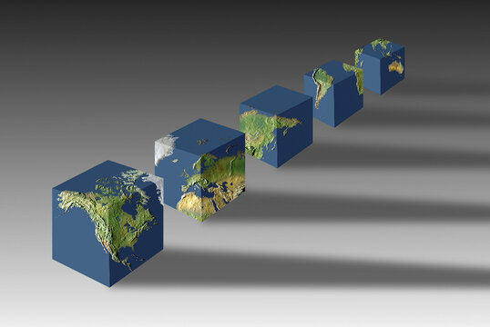 World map on cubes