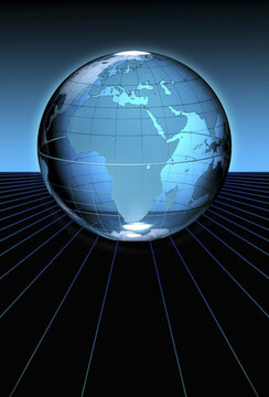 Illustration of a globe on grid lines