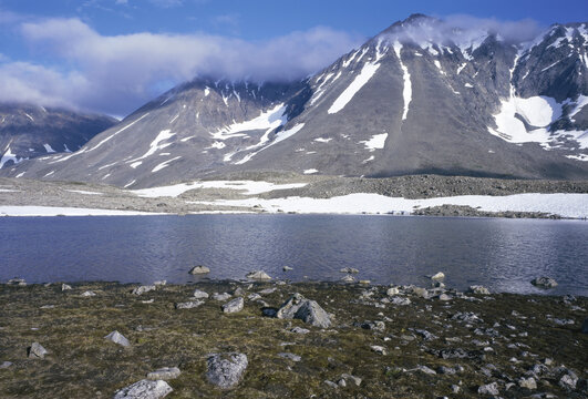 Snow On A Mountain Range, Norway