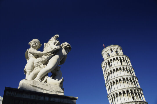 Low angle view of a bell tower, Leaning Tower, Pisa, Italy
