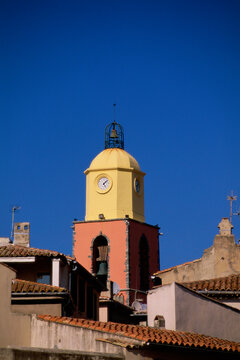 Low angle view of a clock tower, St. Tropez, France