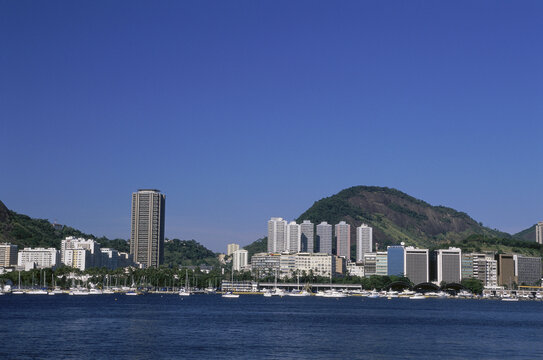 Buildings in a coastal city, Botafogo Bay, Rio de Janeiro, Brazil