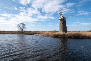 Turf Fen drainage pump/windmill at How Hill, Ludham, in the Broads National Park, Norfolk