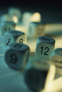 Close-up of a stack of numbered dice