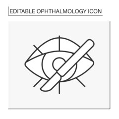  Optometry line icon. Vision care. Detection and management of ocular disease. Eye surgery. Ophthalmology concept. Isolated vector illustration. Editable stroke